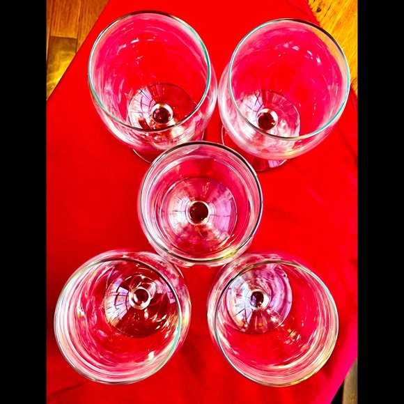 ▪️VTG▪️Set of 5 Stemmed Footed Glass Water Goblets - Picture 4 of 5
